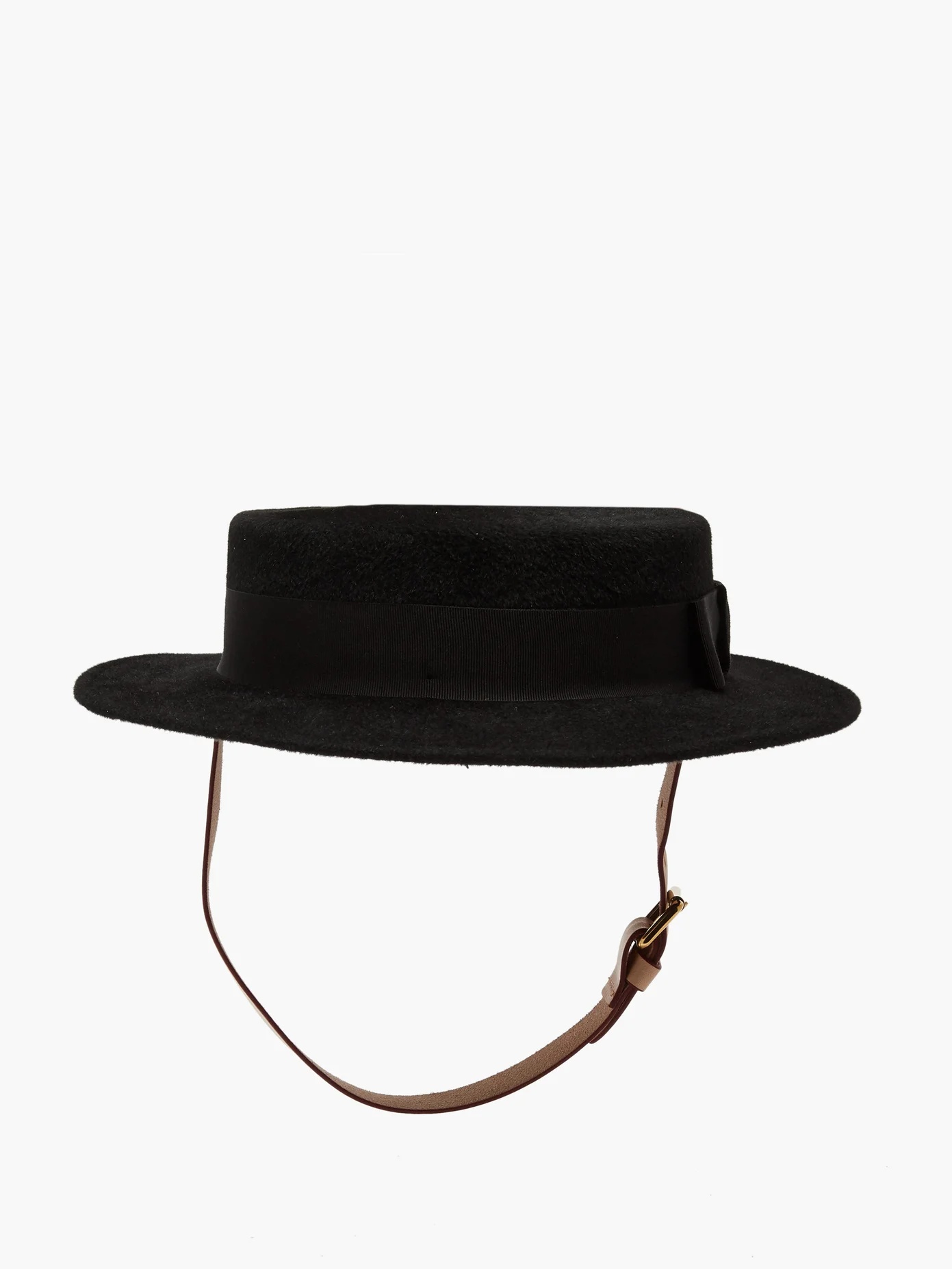 Leather-trimmed felt fedora hat - 4