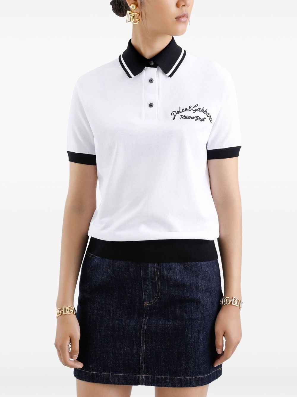 logo-embroidered cotton polo top - 4