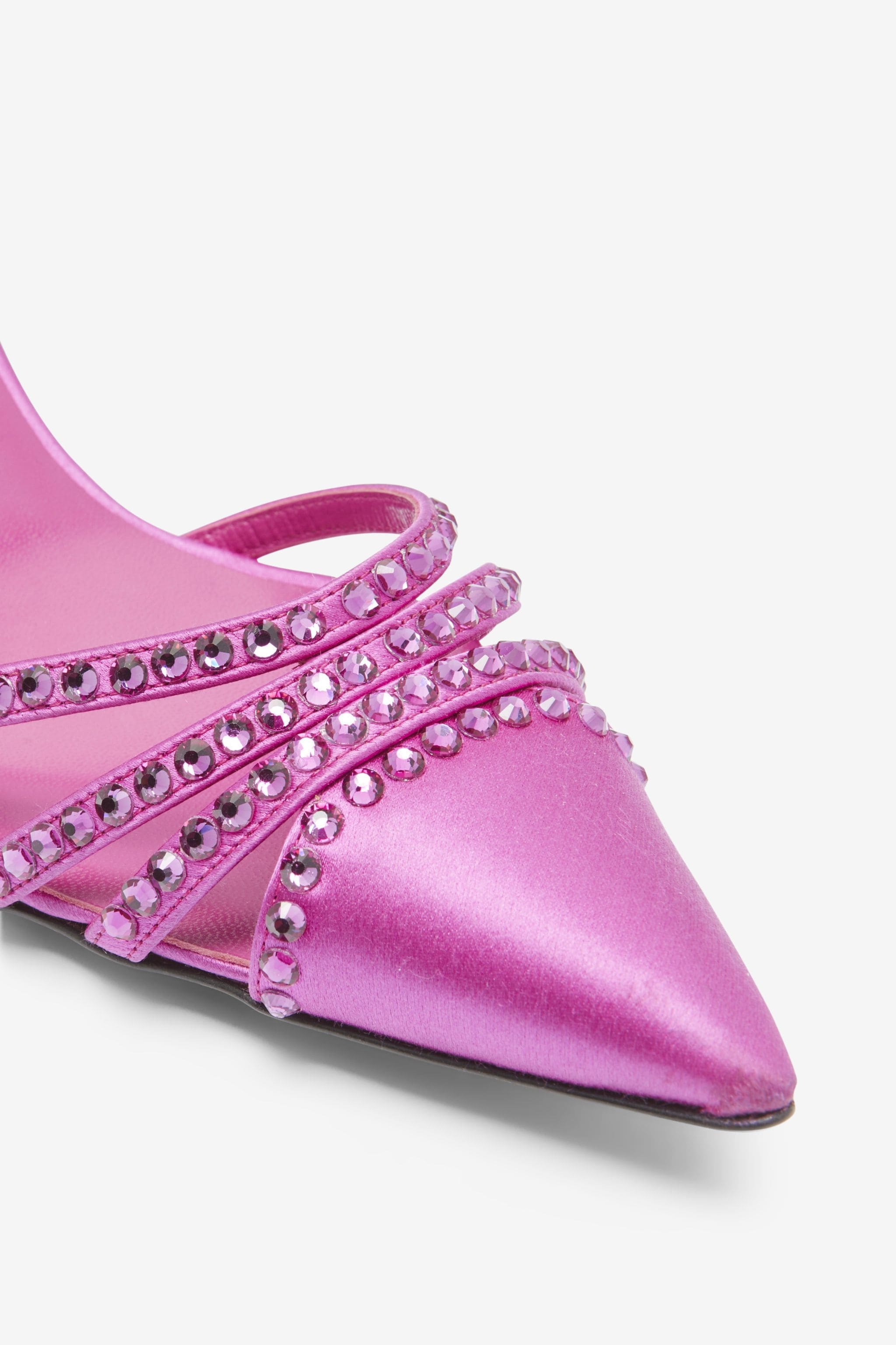 CRYSTAL SATIN SLINGBACK PUMPS - 5