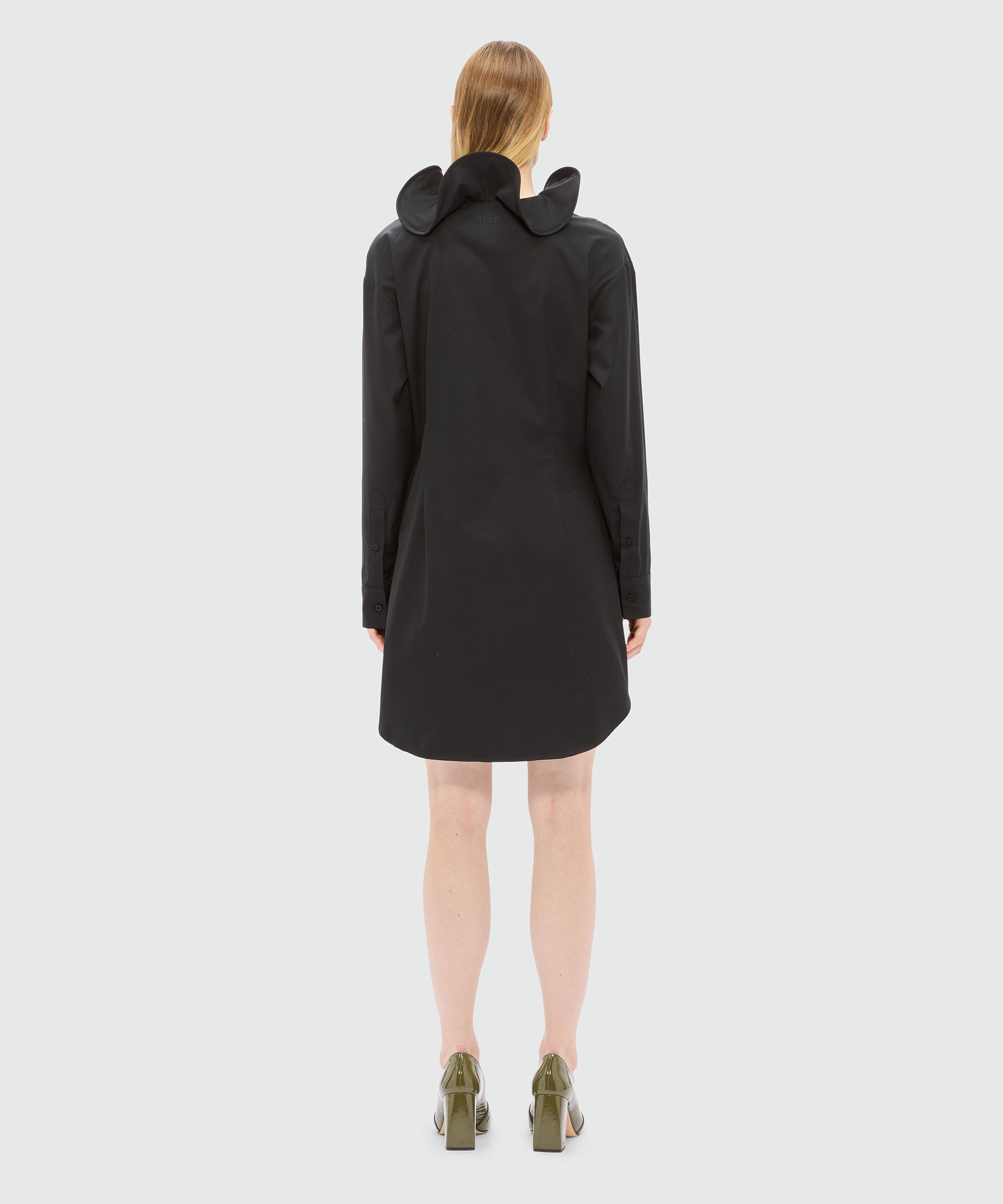 Black poplin shirt dress with ruffles - 3