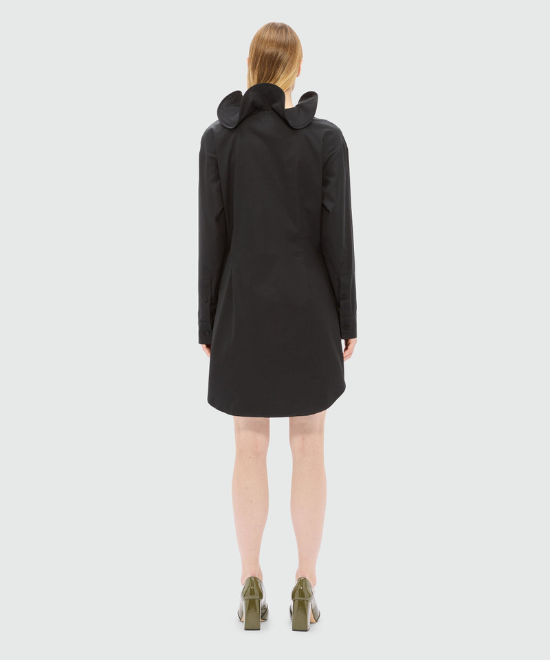 Black poplin shirt dress with ruffles 3