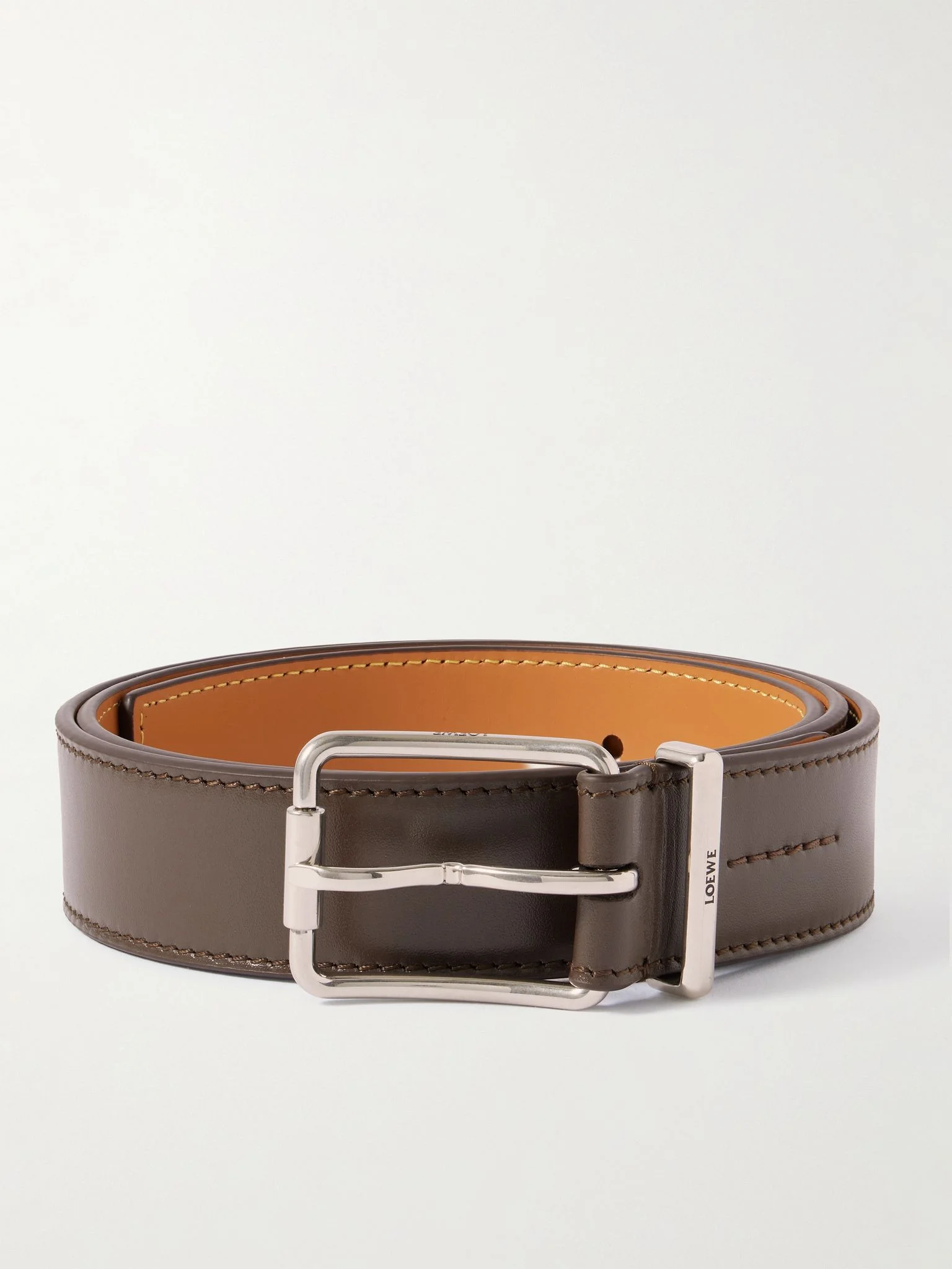 3.2cm Leather Belt Brown - 1