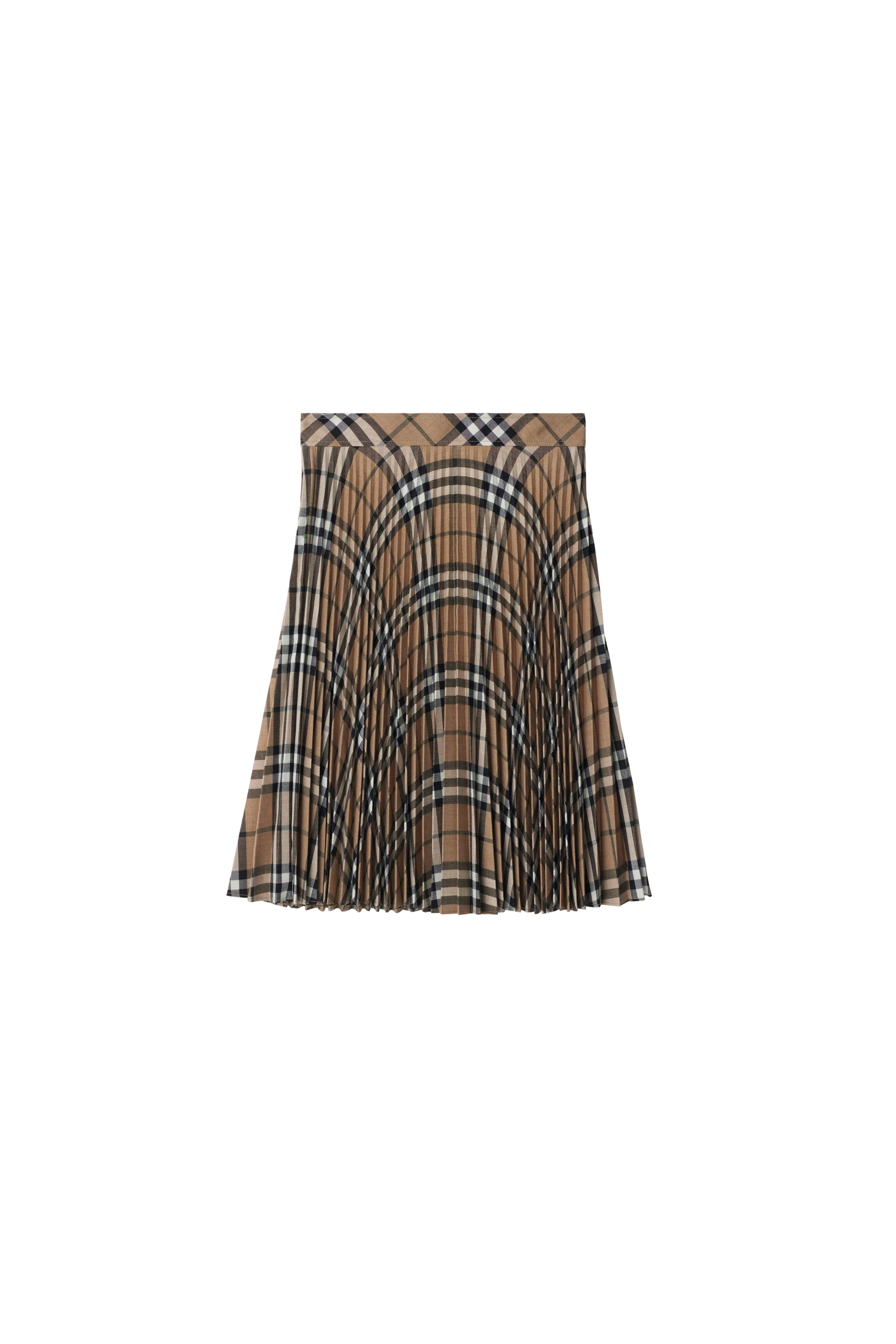 burberry Pleated Check Wool Blend Skirt in Linden at Nordstrom - 2