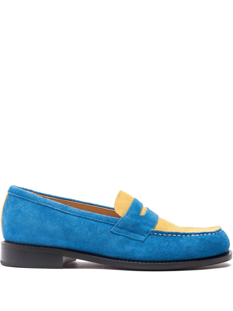 two-tone suede "Blue/Yellow" loafers 1