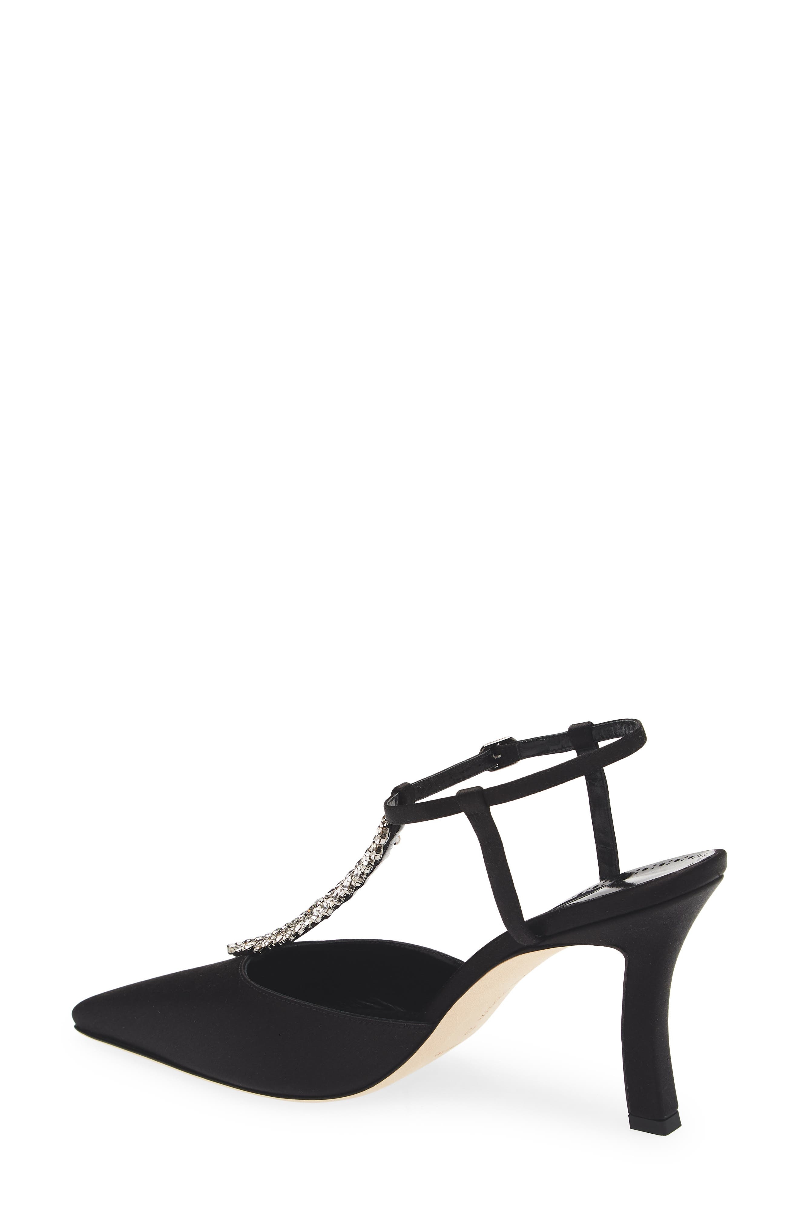Manolo Blahnik Sufik Crystal Embellished T-Strap Pump in Black at Nordstrom - 2