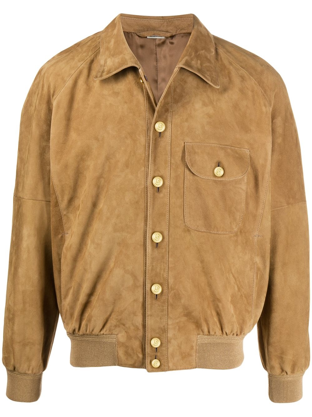 lambskin button-up jacket - 1