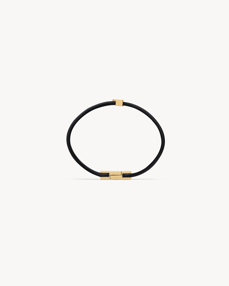 SAINT LAURENT cassandre double-strand bracelet in leather and metal outlook