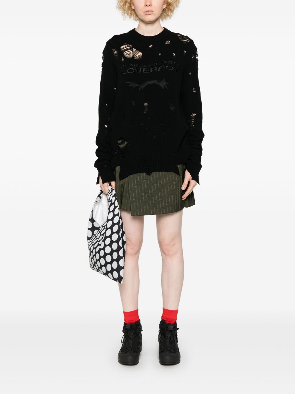 logo distressed sweater - 3