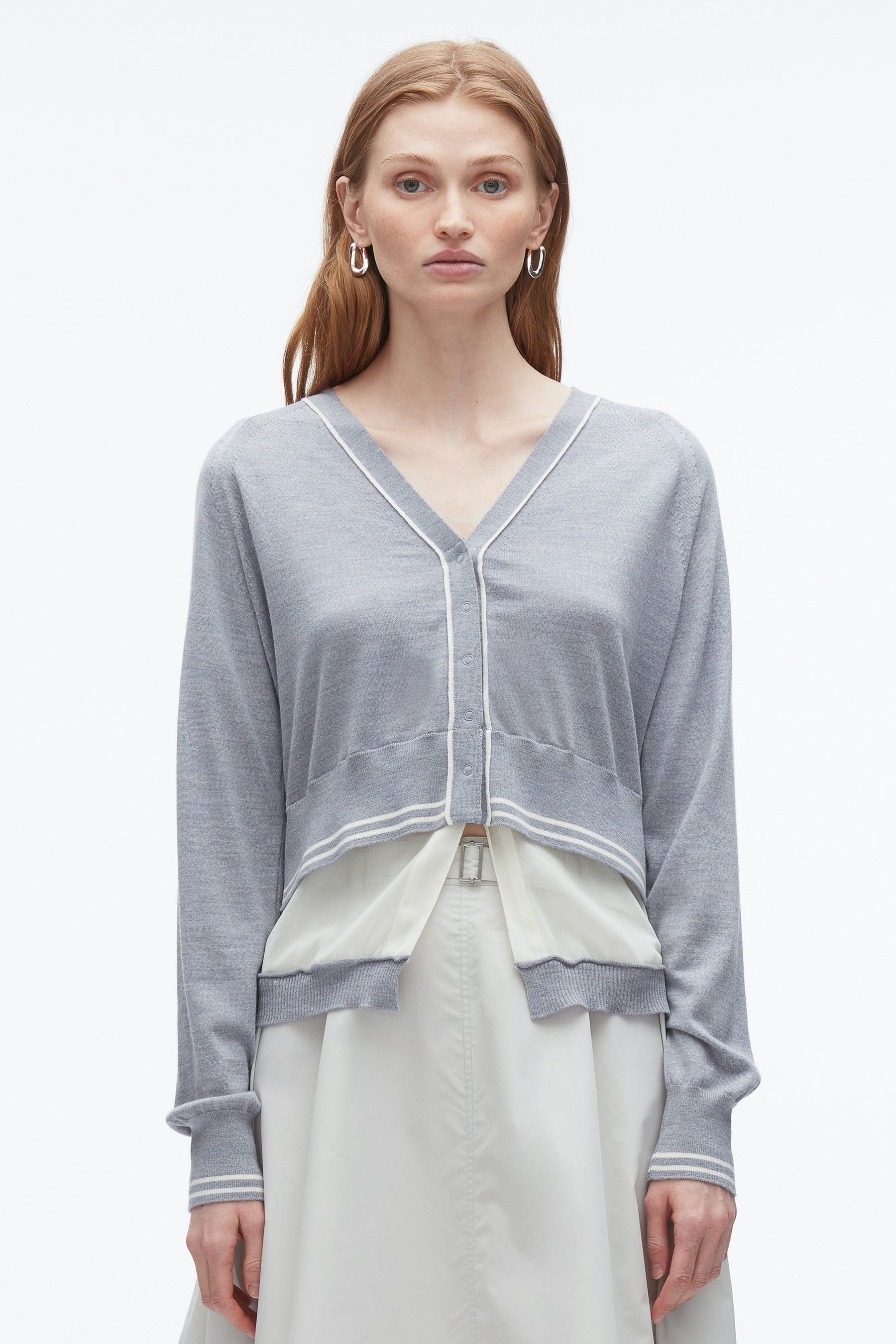 Chiffon Hem Boxy Cardigan - 3