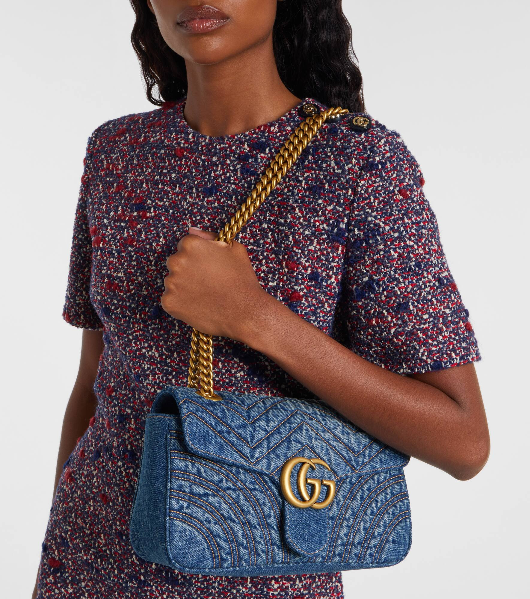 GG Marmont Small denim shoulder bag - 2