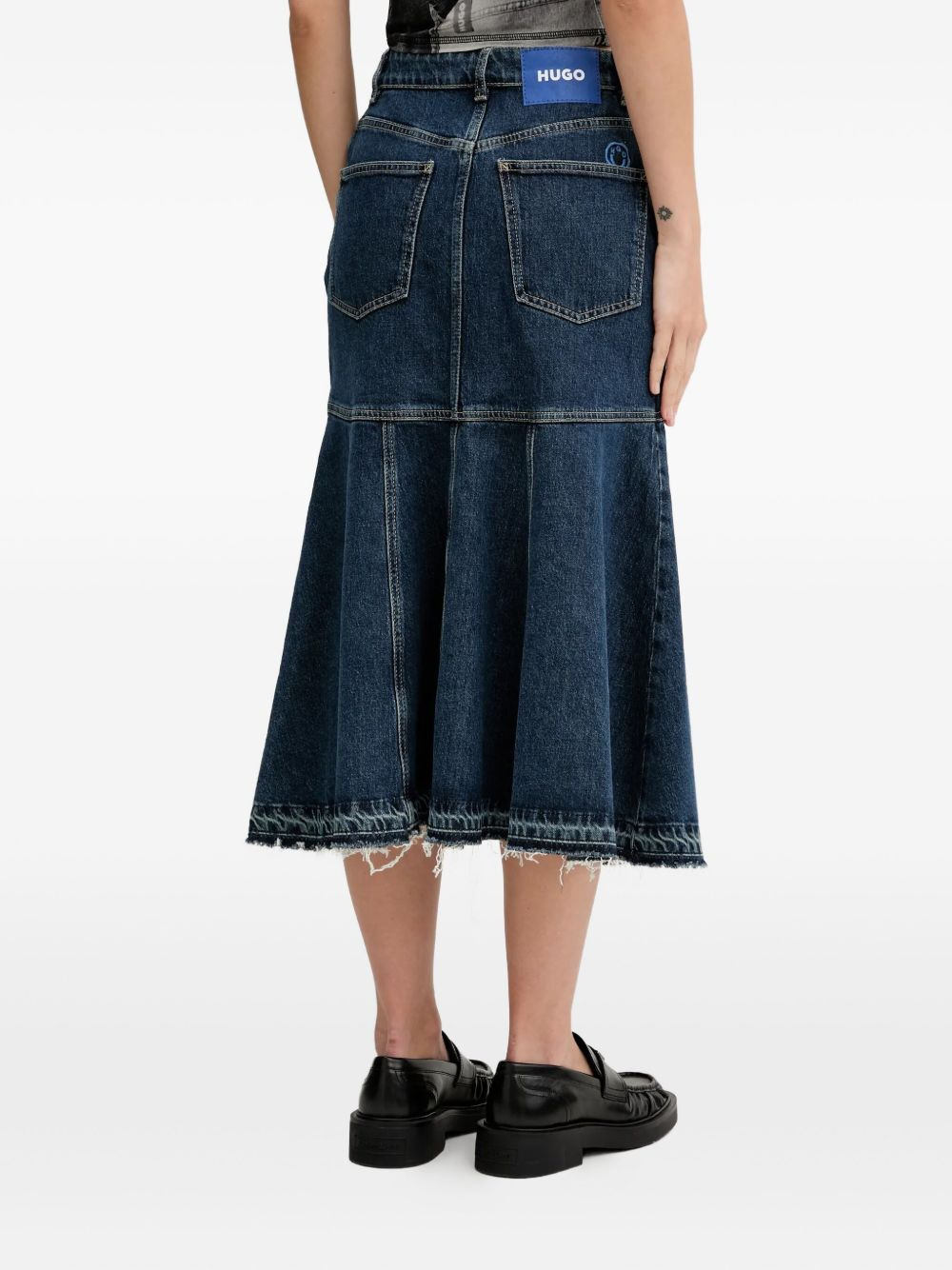denim flared midi skirt - 3