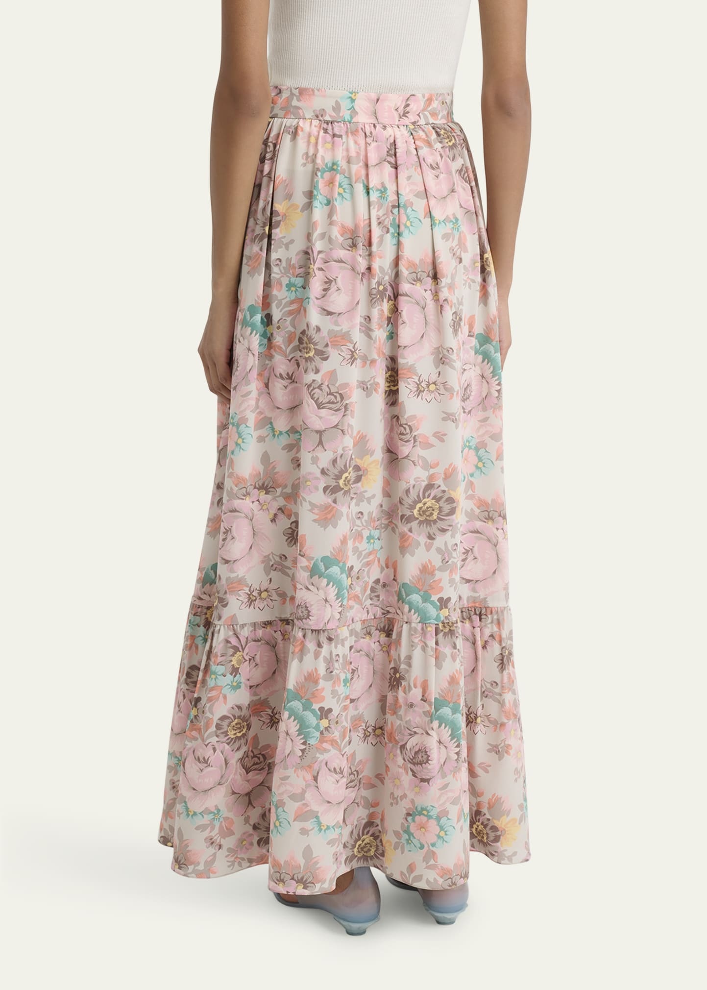 Belted Floral-Print Silk Maxi Skirt - 3