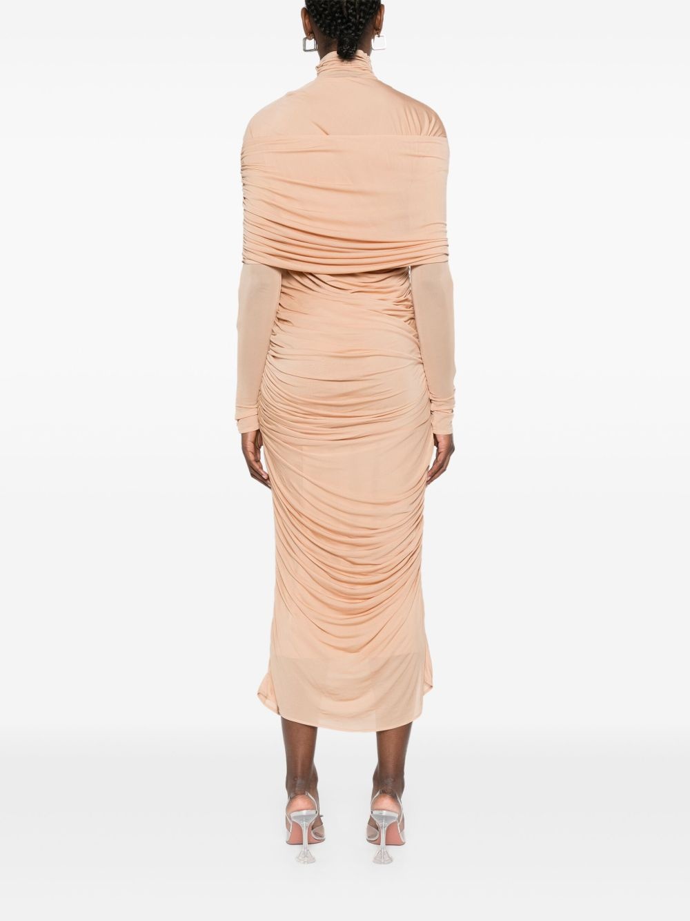 ruched sheer midi dress - 4