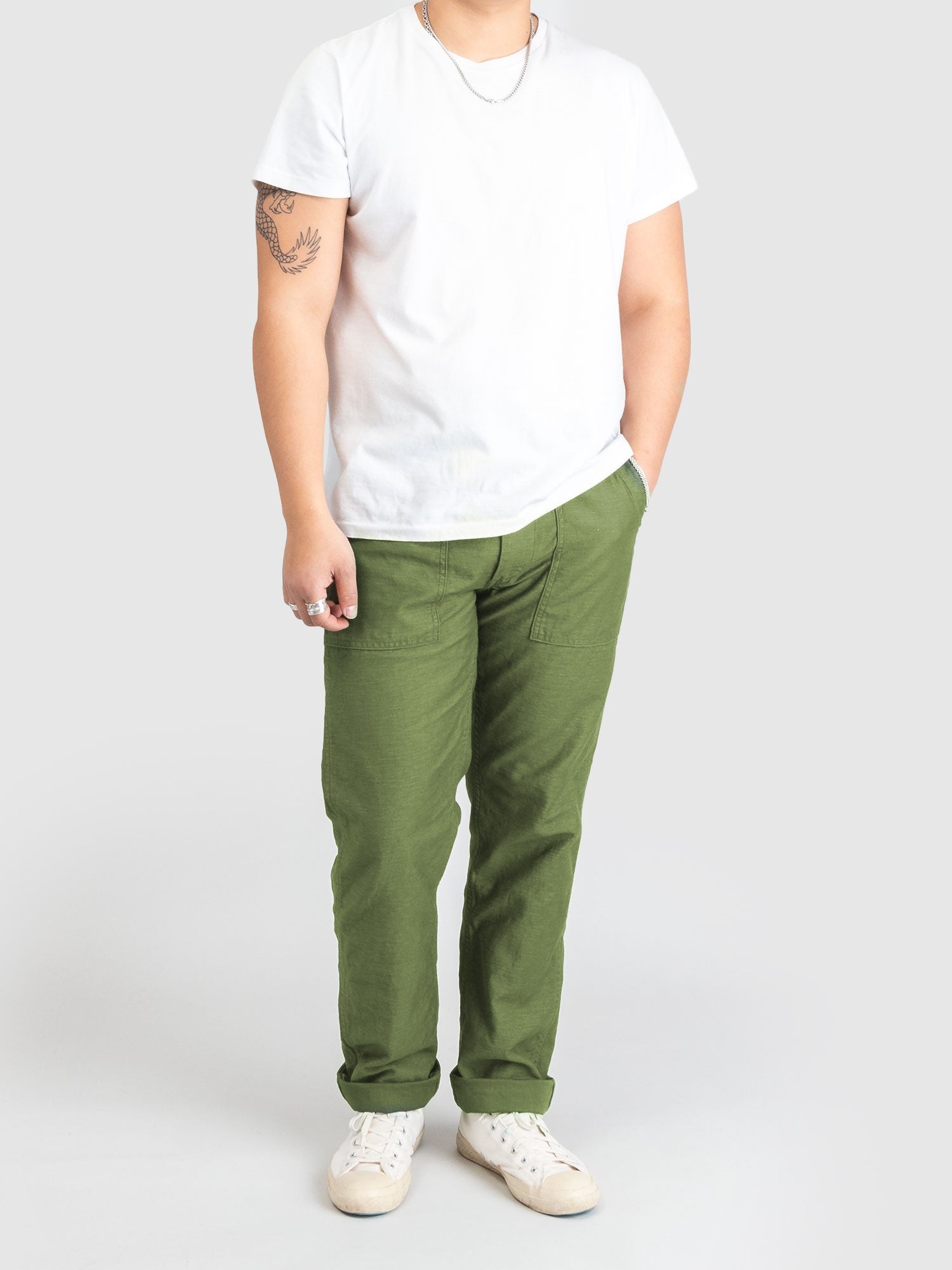 Slim Fatigue Pants in Army - 12