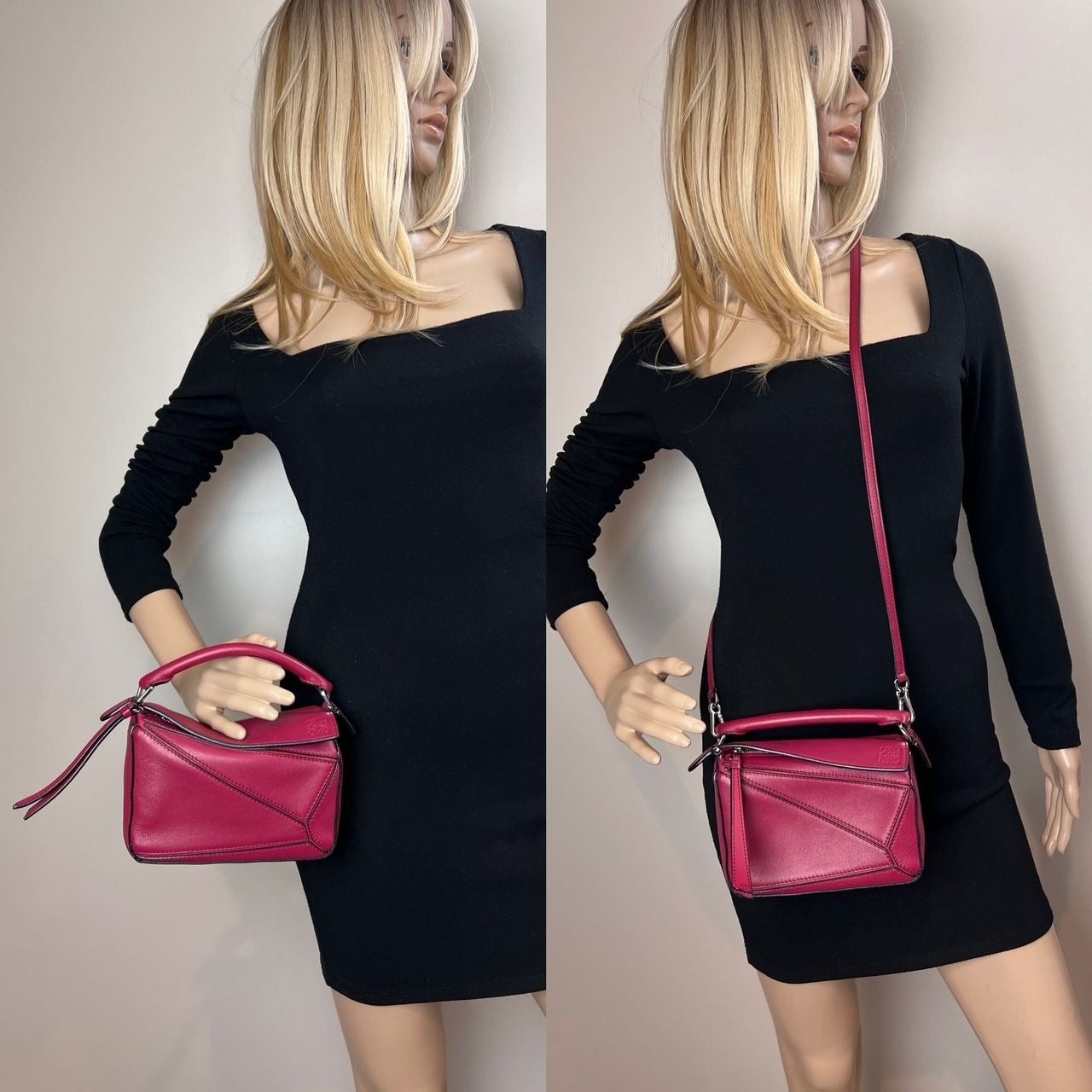 Loewe Calfskin Mini Crimson Puzzle Crossbody Hand Bag - 10