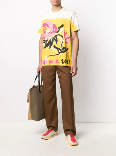 Marni floral-painting cotton T-shirt outlook