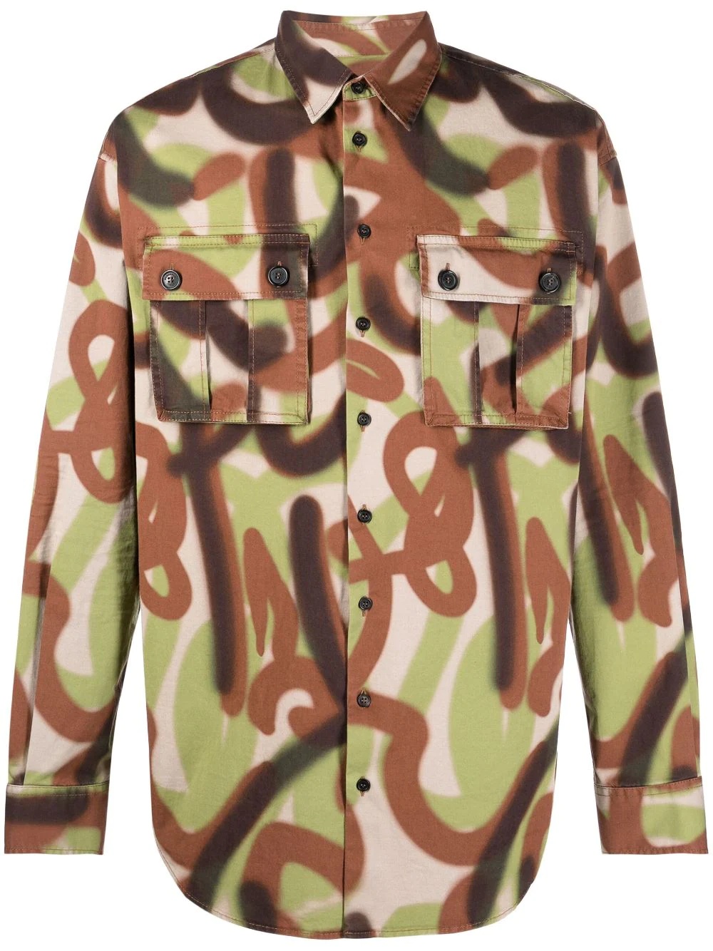 abstract-print flap-pocket shirt - 1