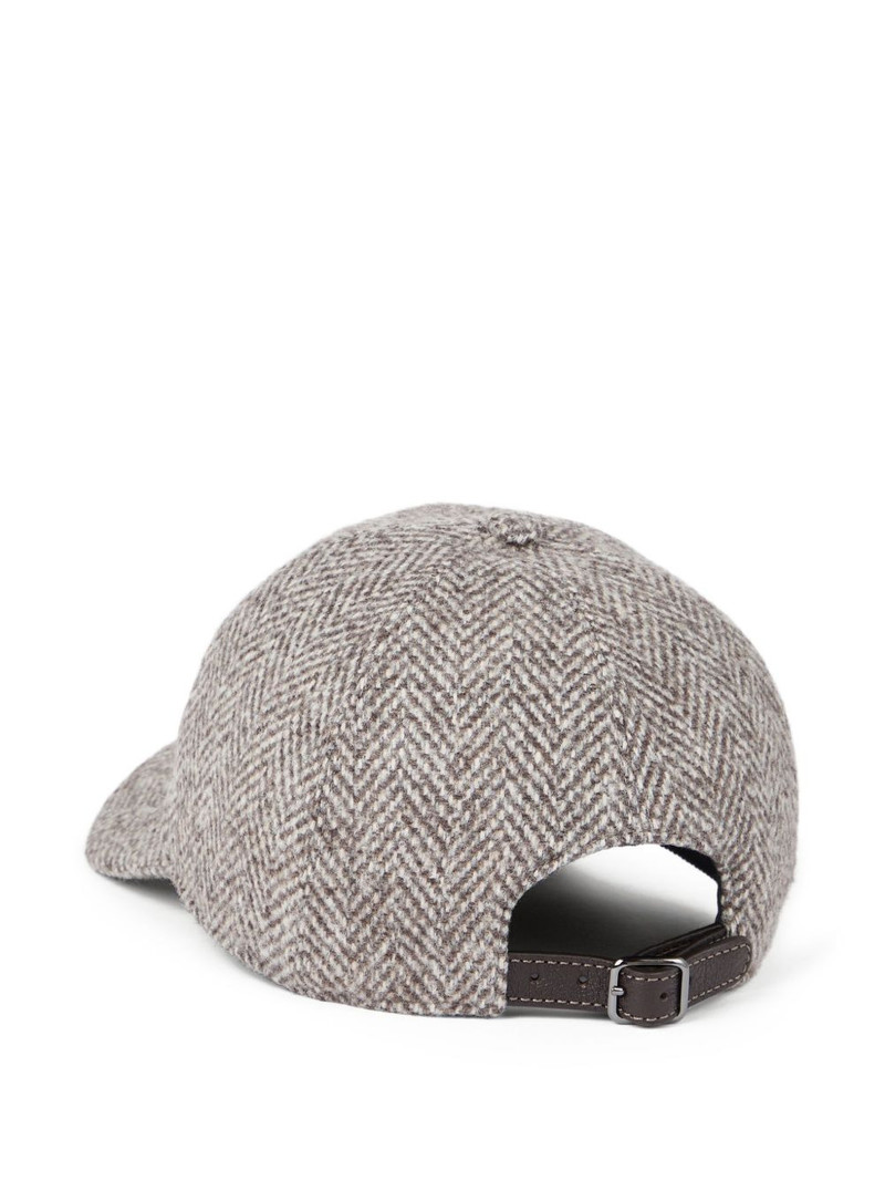 Brunello Cucinelli herringbone tweed baseball cap outlook