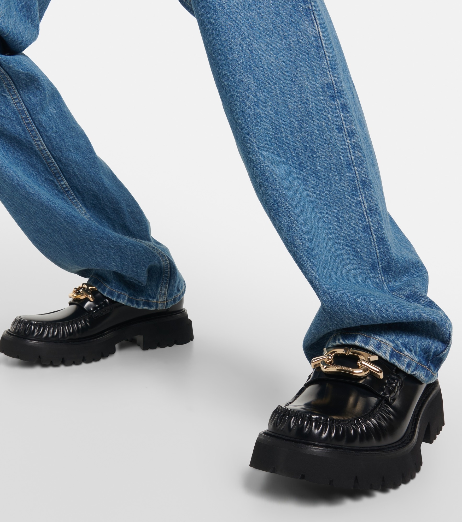Embellished leather loafers - 4