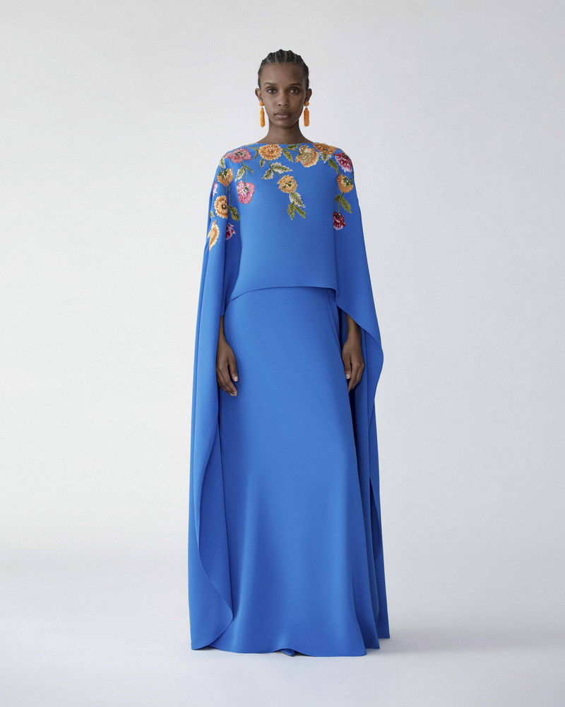 CAROLINA HERRERA Embroidered Cape-Front Caftan outlook