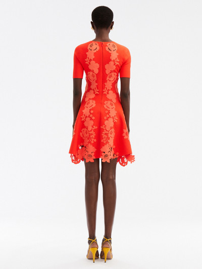 Oscar de la Renta MIXED BOTANICAL GUIPURE INSET MINI DRESS outlook