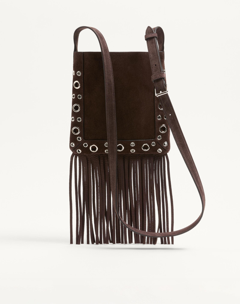 VALENTINO GARAVANI NELLCÔTE SMALL SHOULDER BAG IN SUEDE WITH FRINGES 5