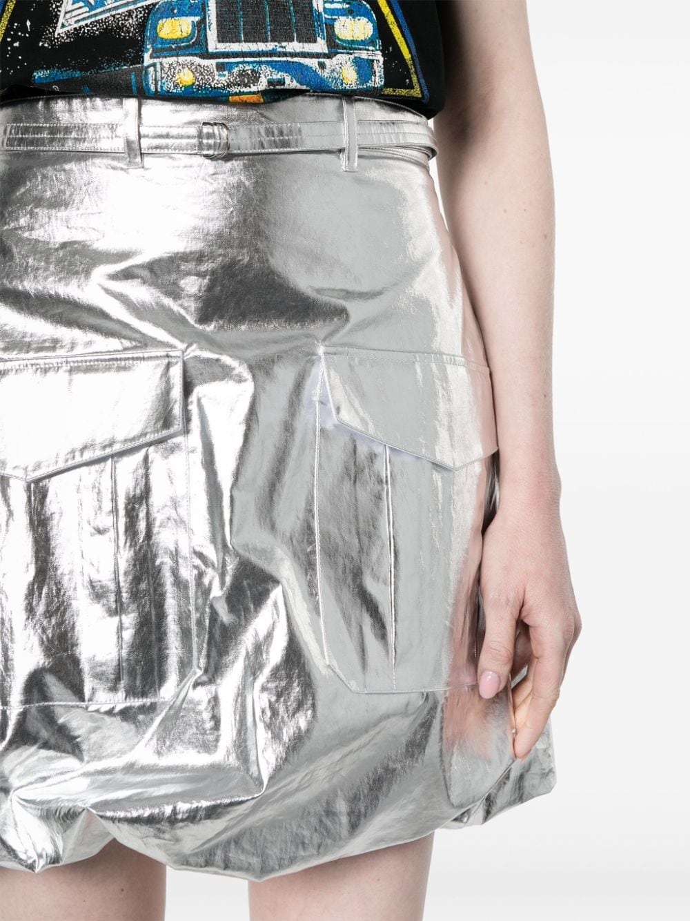 A-line metallic mini skirt - 5