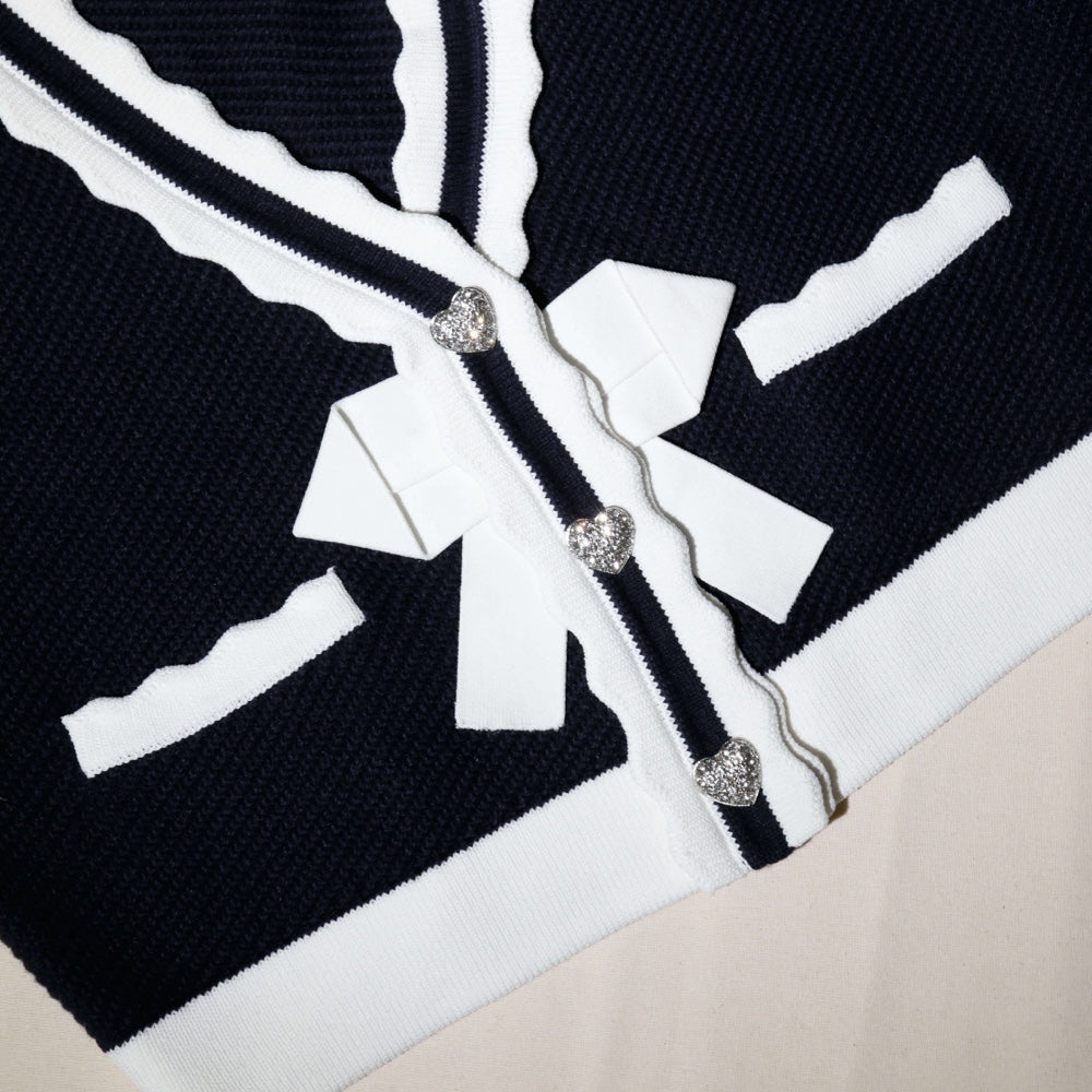 Navy Cotton Knit Cardigan - 4