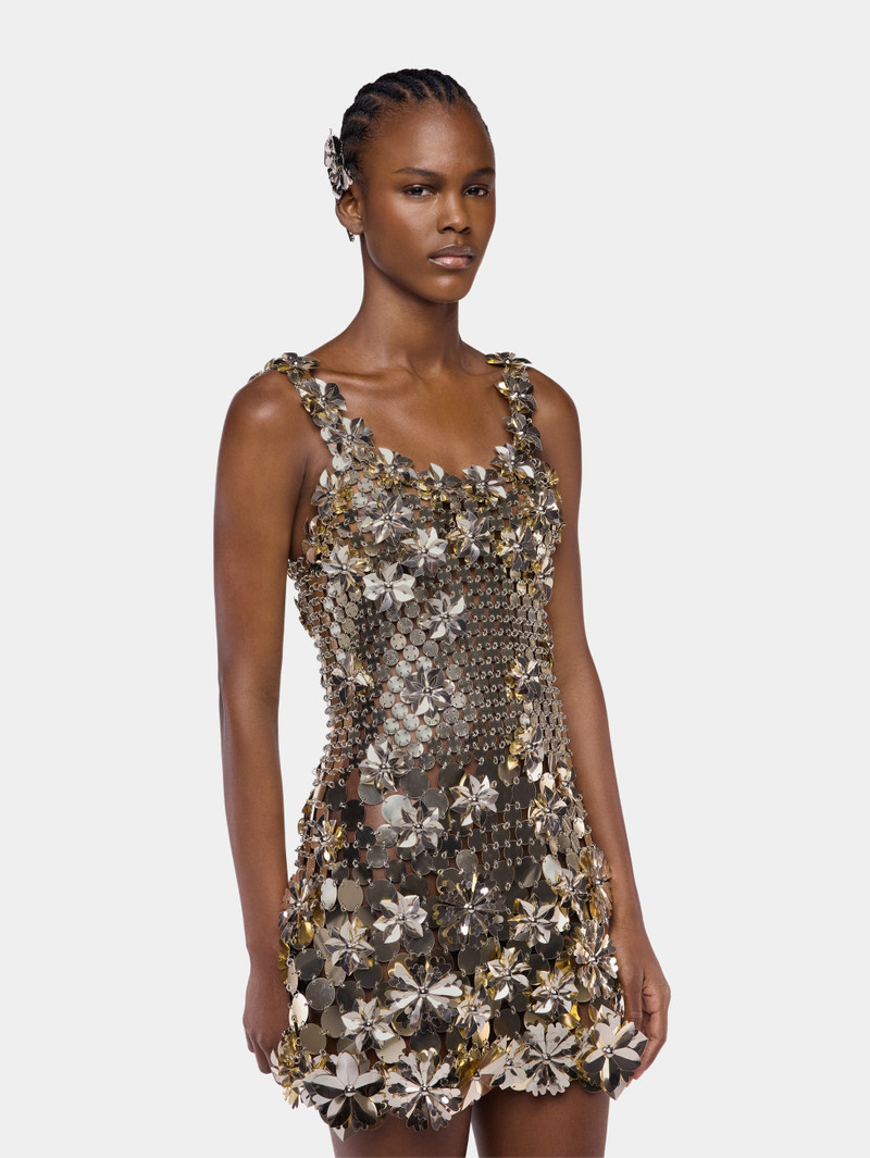 MINI DRESS IN BI-COLOR ASSEMBLAGE WITH FLOWER DETAILS 5