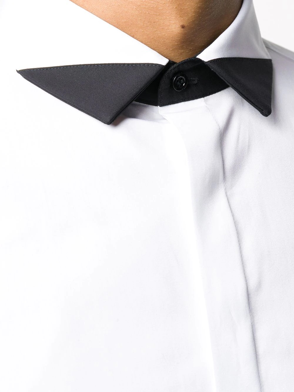 contrast pointed collar tuxedo shirt - 5