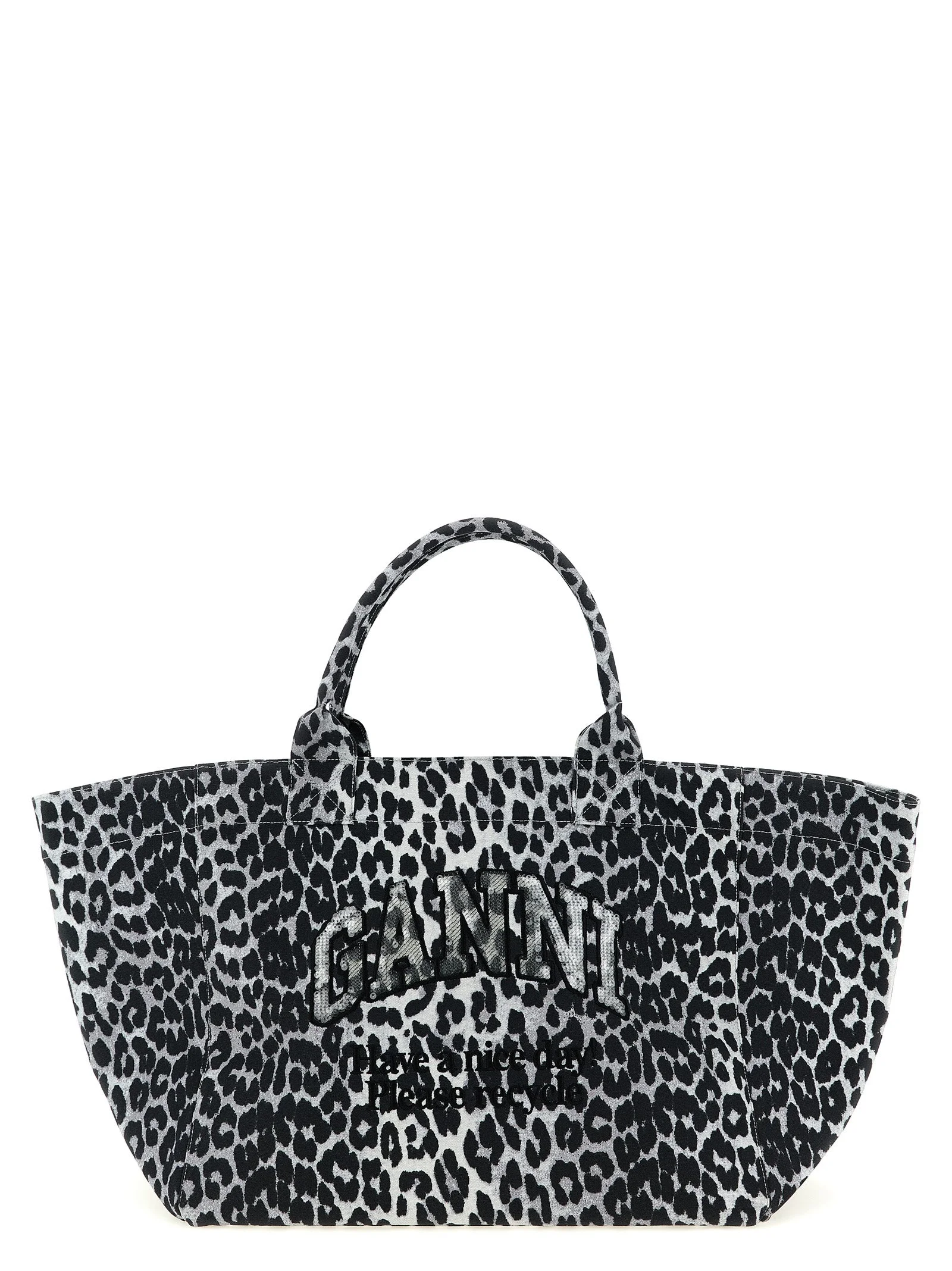 Ganni Women 'Leopard Sequin Xxl Tote' Shopping Bag - 1