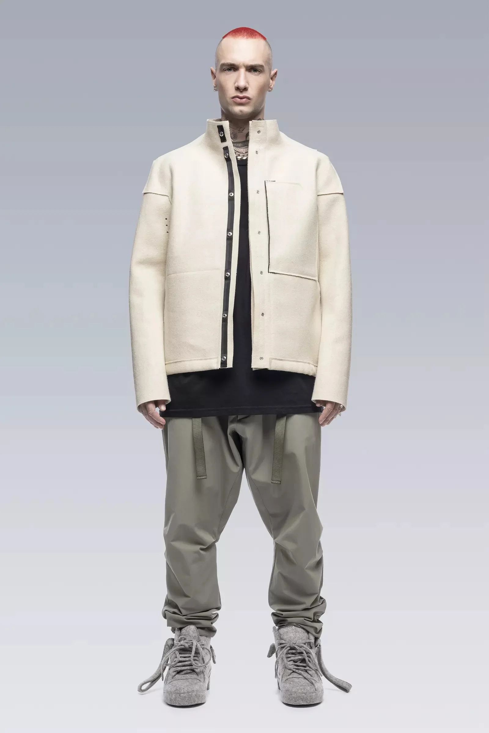 ACRONYM J70-BU Burel® Wool Jacket White | REVERSIBLE