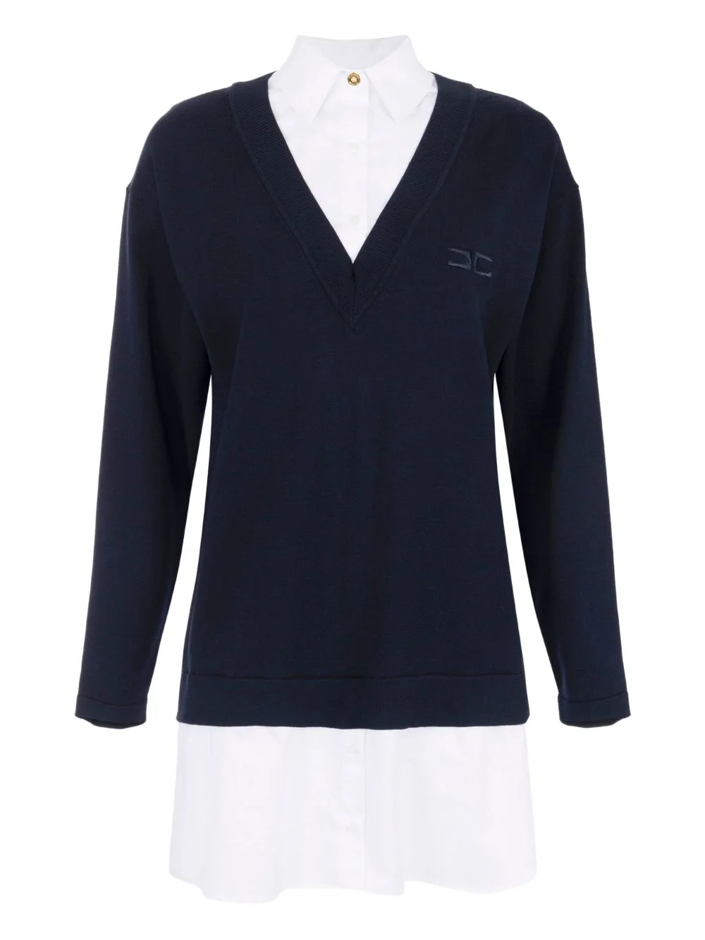 V-neck poplin knit mini dress - 1