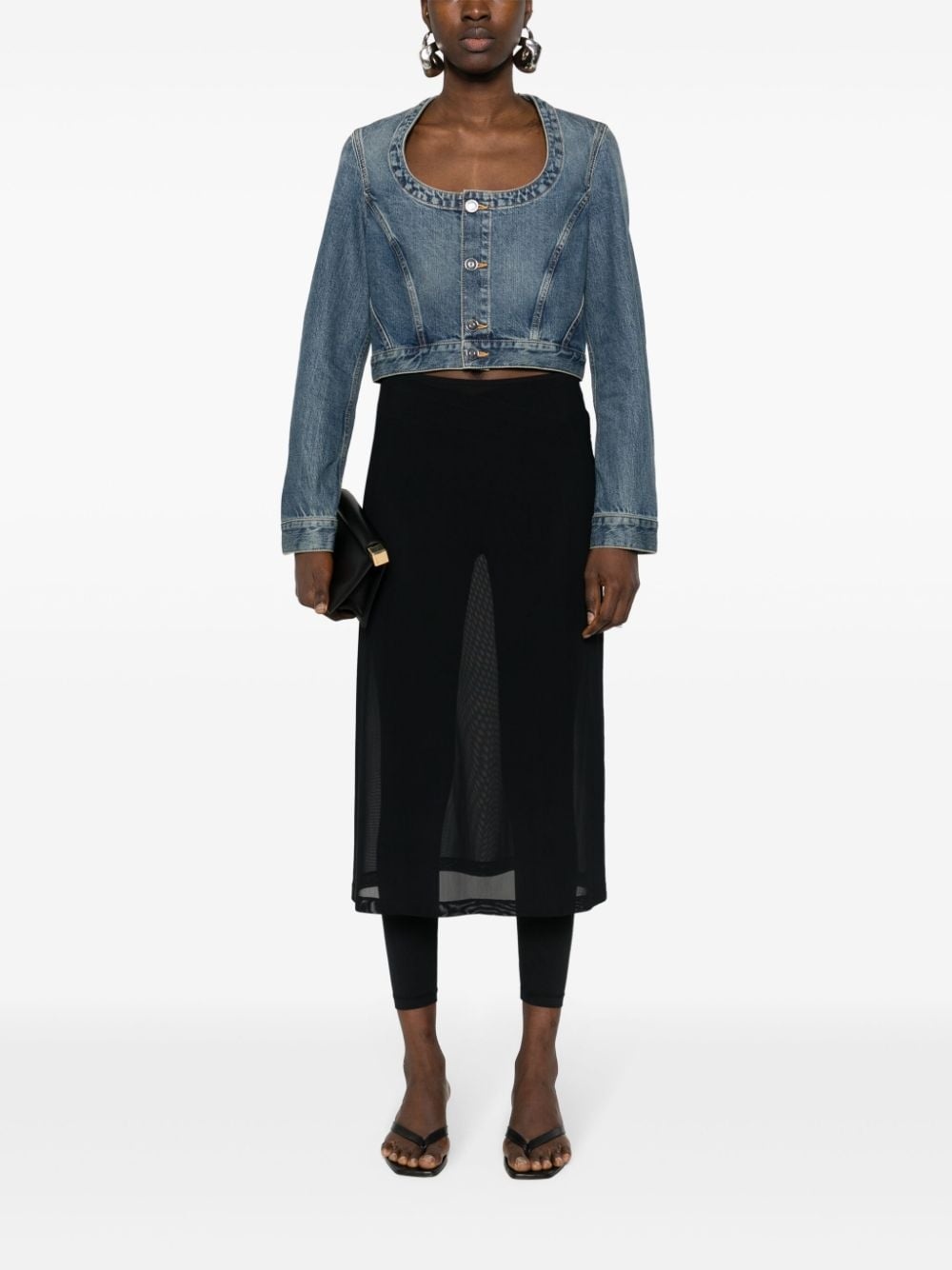 cropped denim jacket - 2