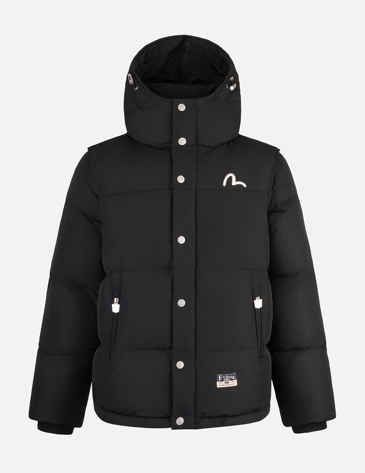 Seagull Embroidery Detachable Relax Fit Down Jacket - 1