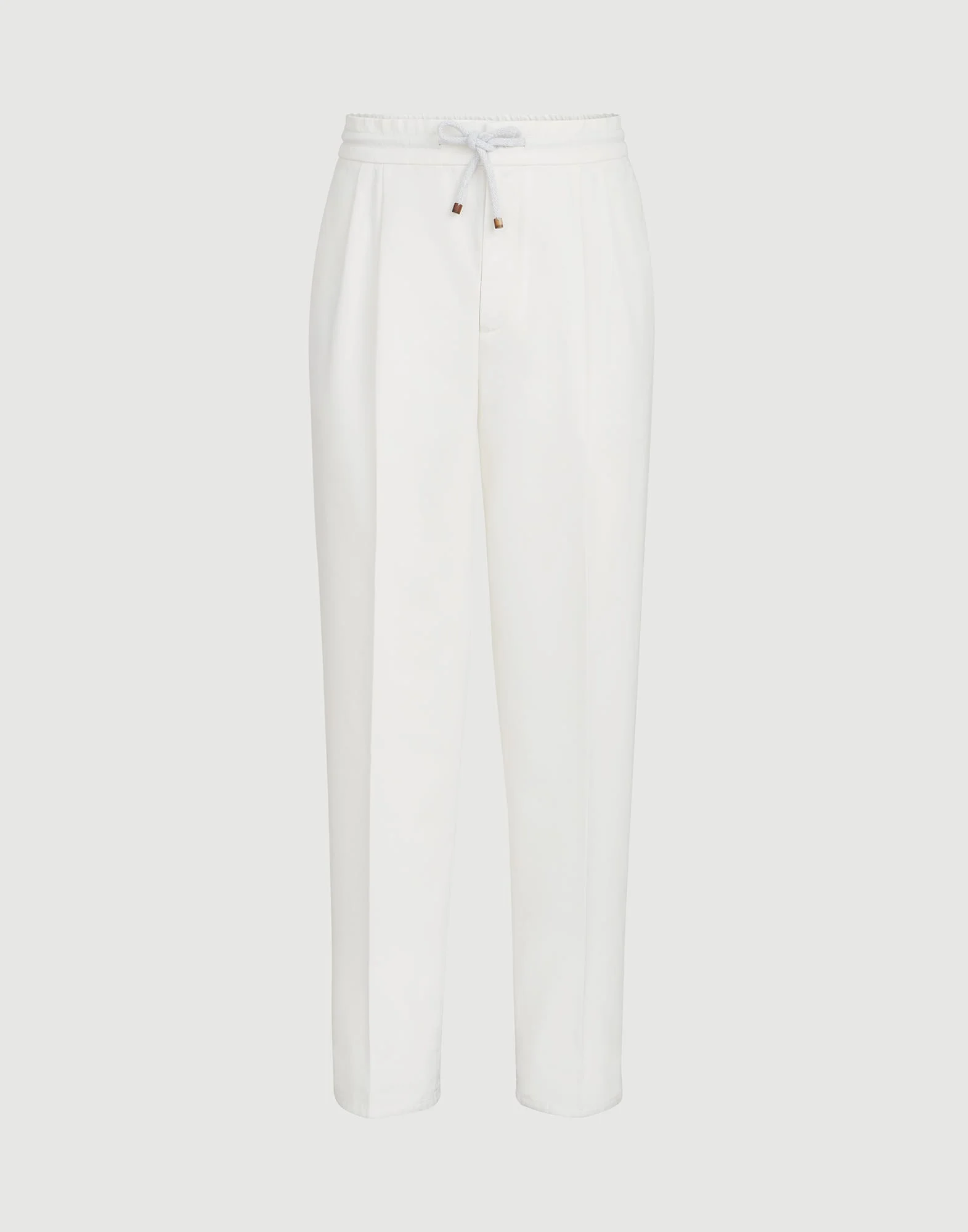 Garment-dyed twisted cotton gabardine trousers with drawstring and double pleats - 1