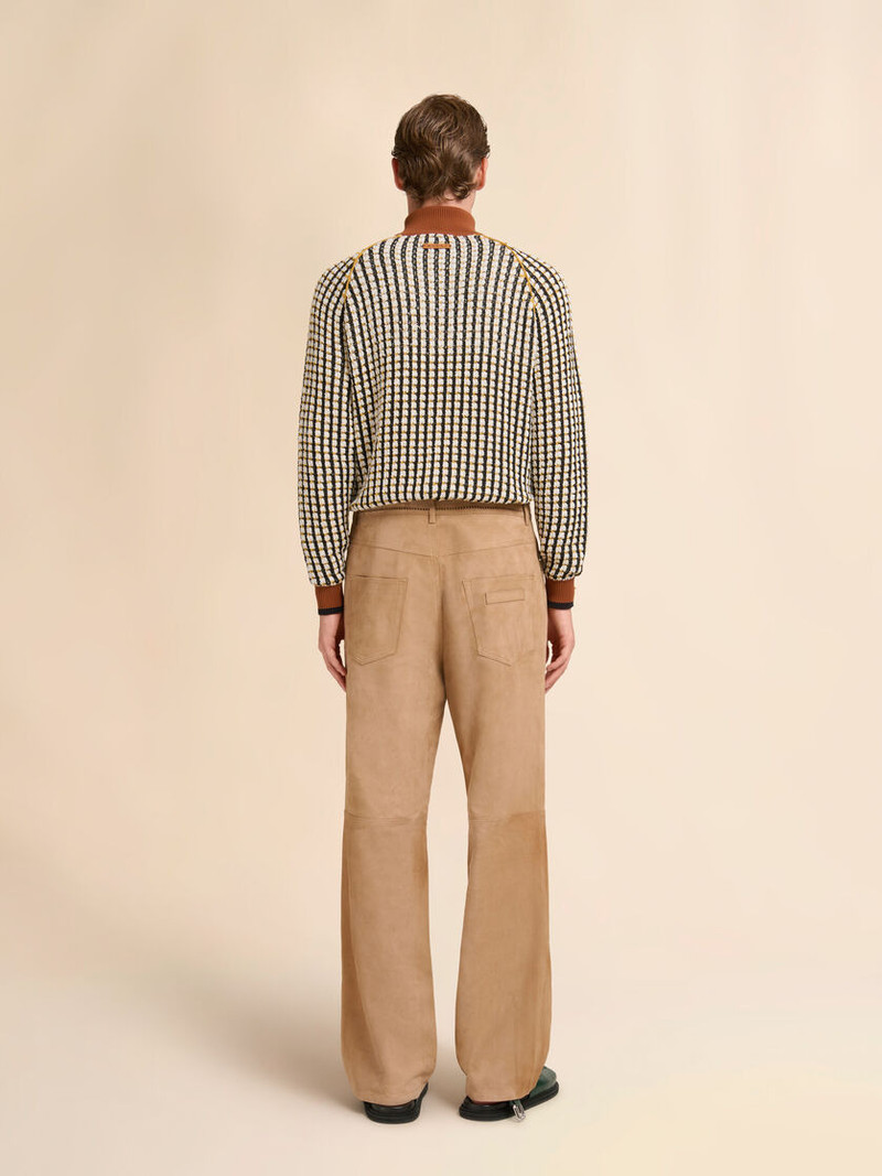 BROWN SUEDE PANTS WITH CUT-OUT DETAILING 3