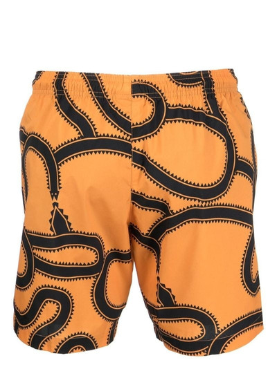 Marcelo Burlon County Of Milan snake-print Cross-embroidered swim shorts outlook