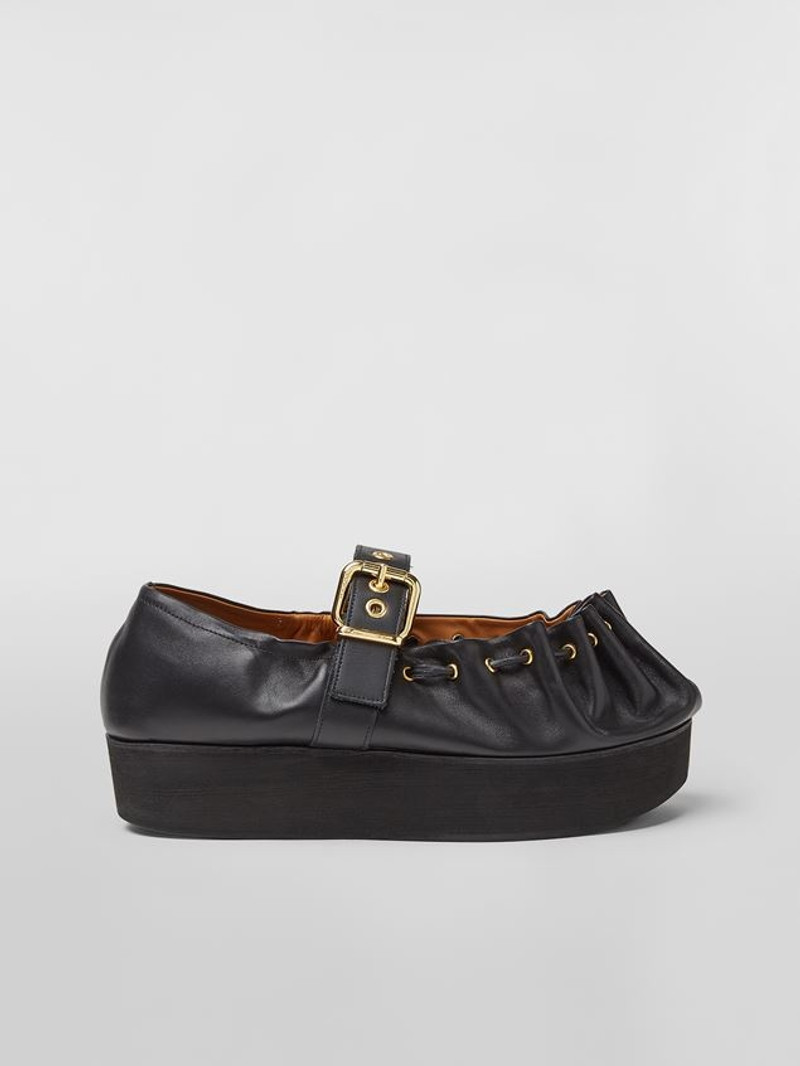 NAPPA LEATHER BALLERINA WITH ROUCHED ROUNDED CAPTOE 1