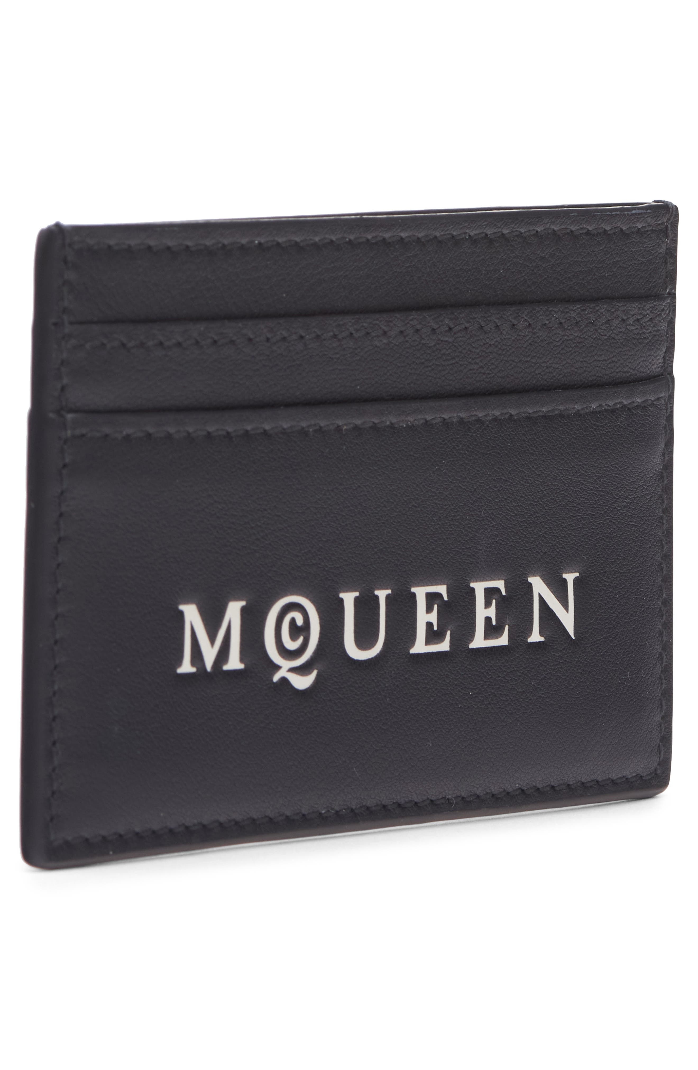 McQueen Leather Card Case in Black/Bone at Nordstrom - 2