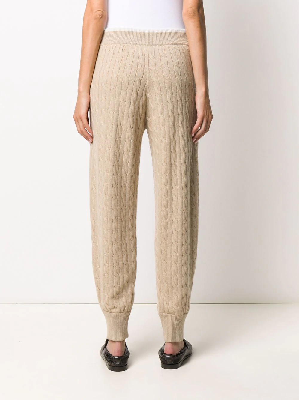 drawstring cable knit trousers - 4