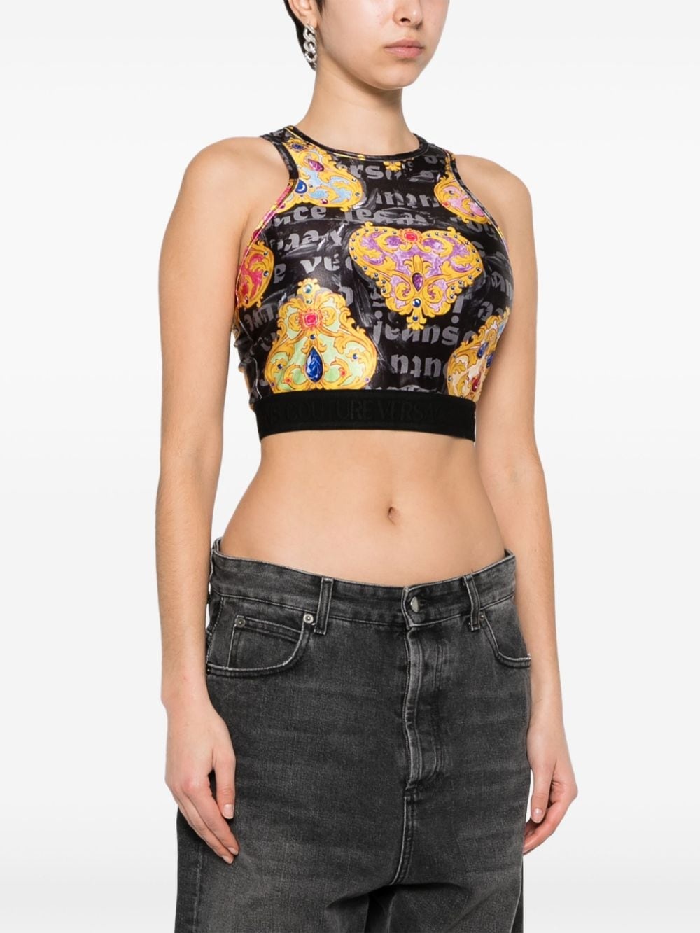 printed cropped top - 3