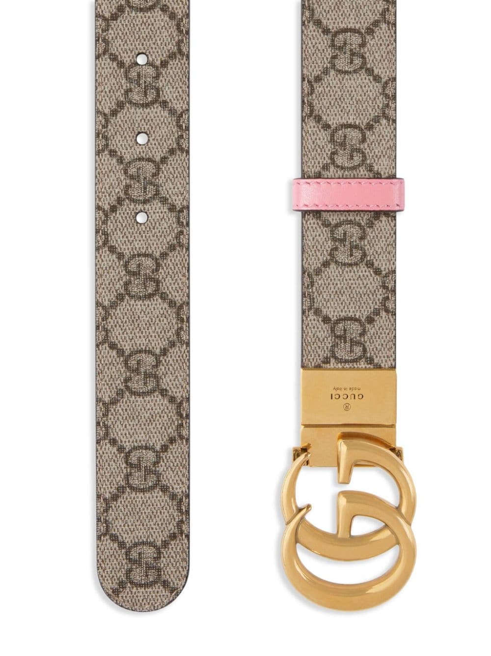 Gucci GG Belt with Rectangular Buckle, Size 75, Beige, GG Canvas