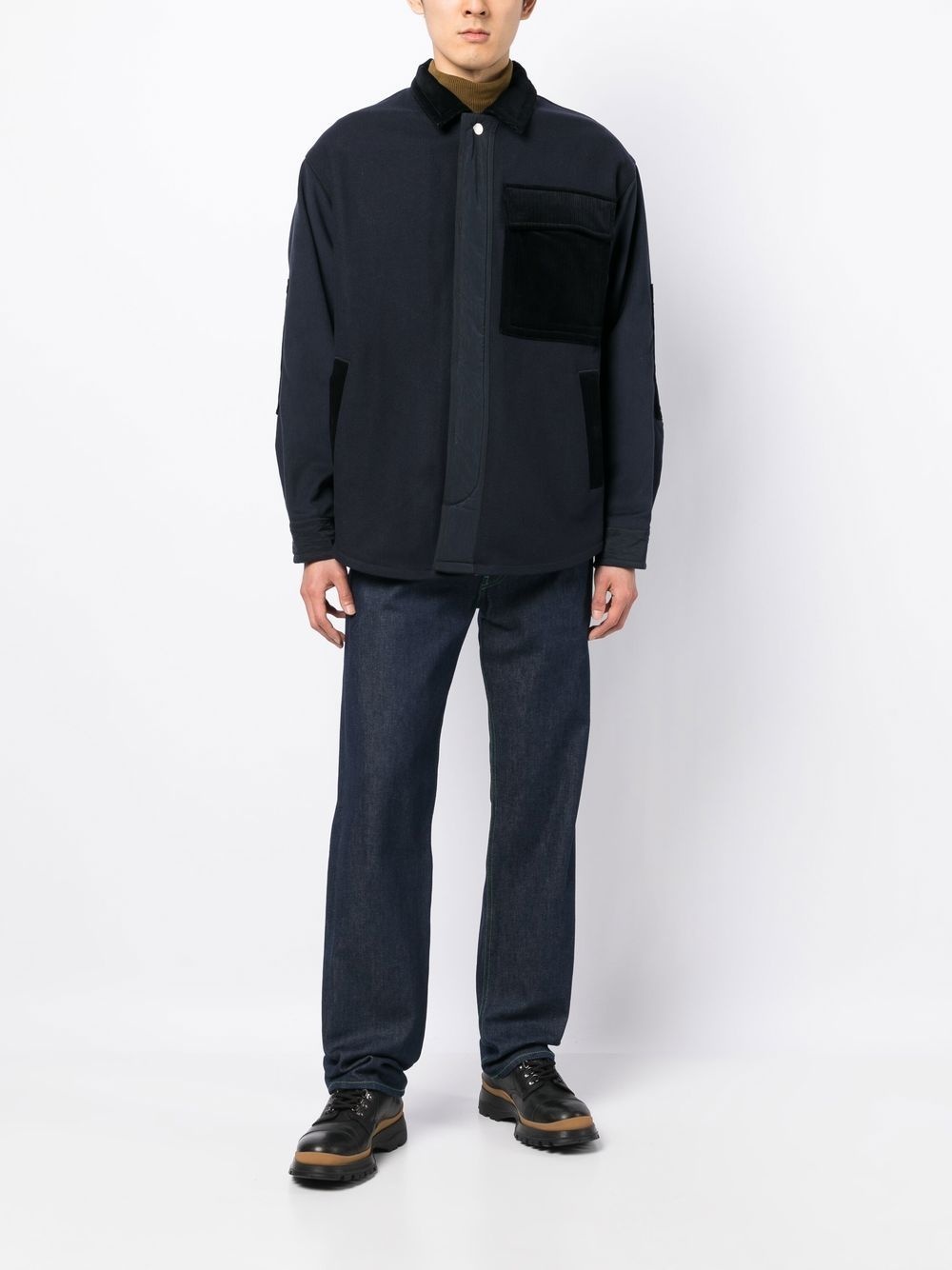 corduroy-detail shirt jacket - 2