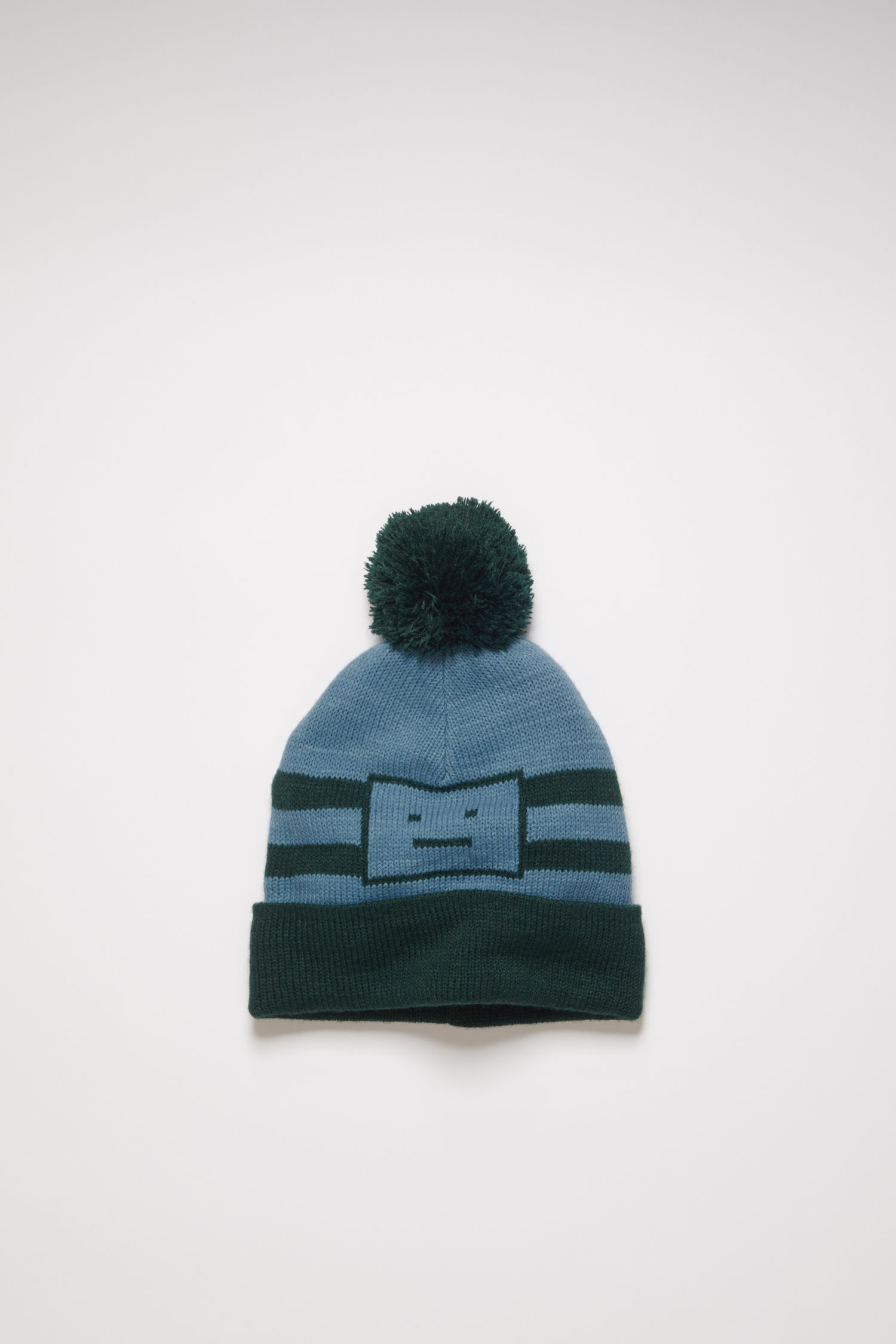 Face jacquard beanie forest green/mineral blue - 1