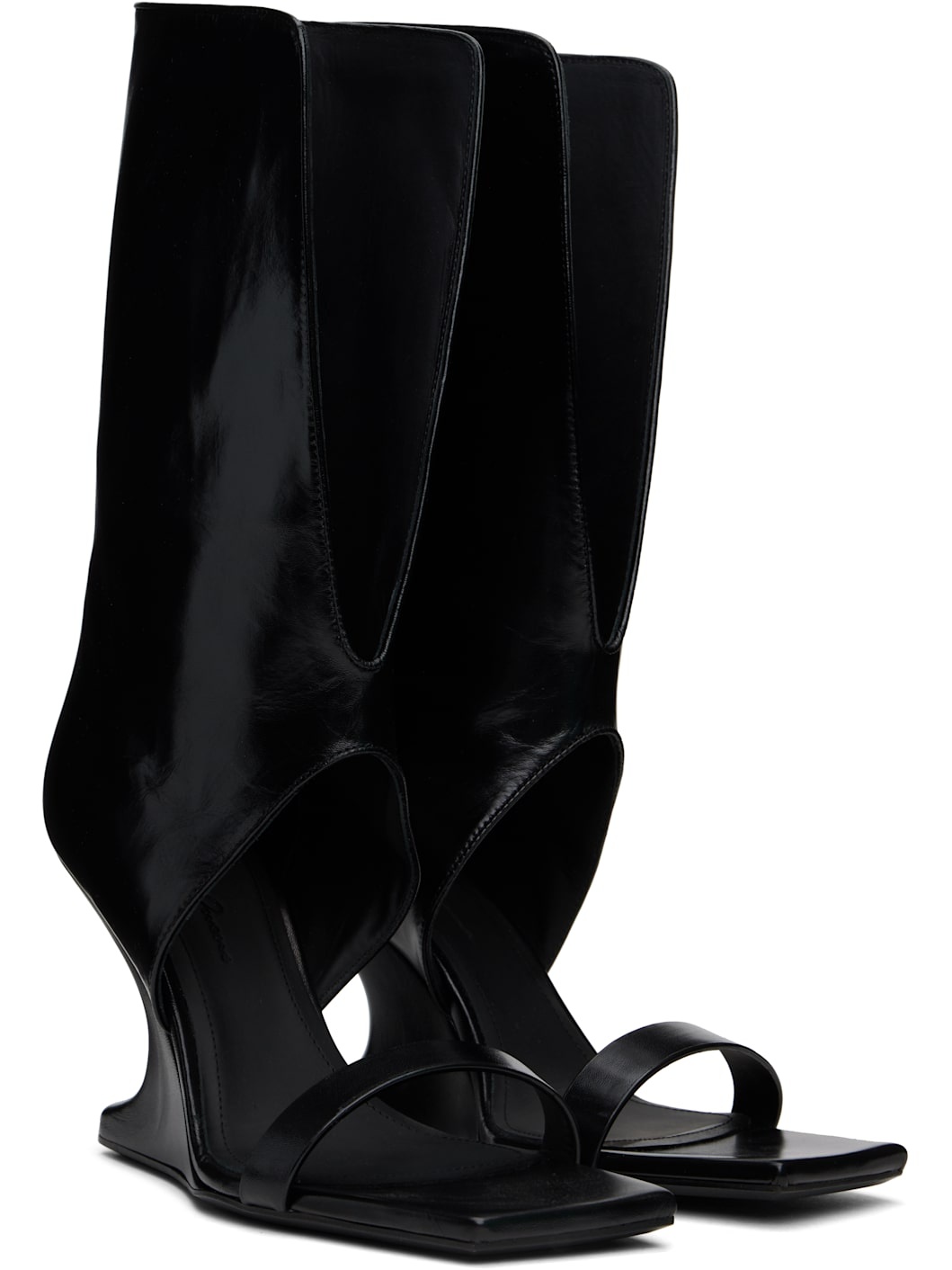 Black Hollywood Winged Cantilever 8 Heeled Sandals - 4