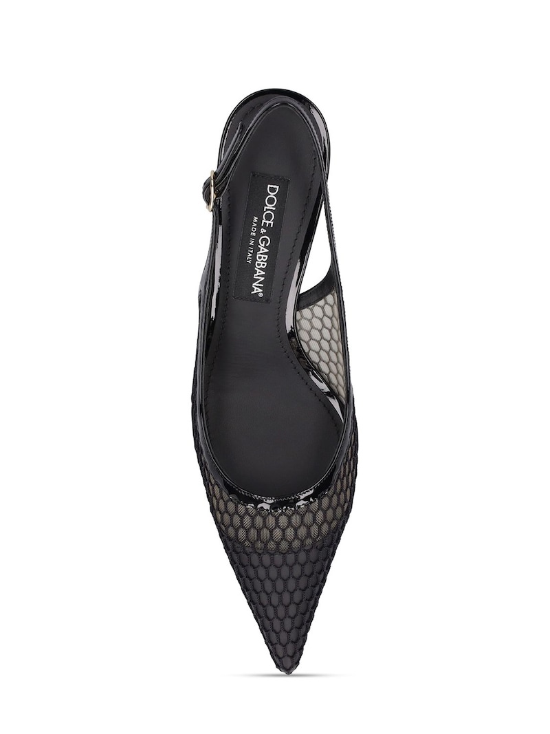 60mm Leather & mesh slingback pumps - 5