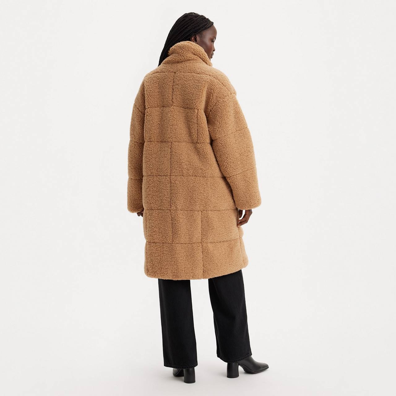 QUILTED SHERPA FULL LENGTH TEDDY COAT - 3