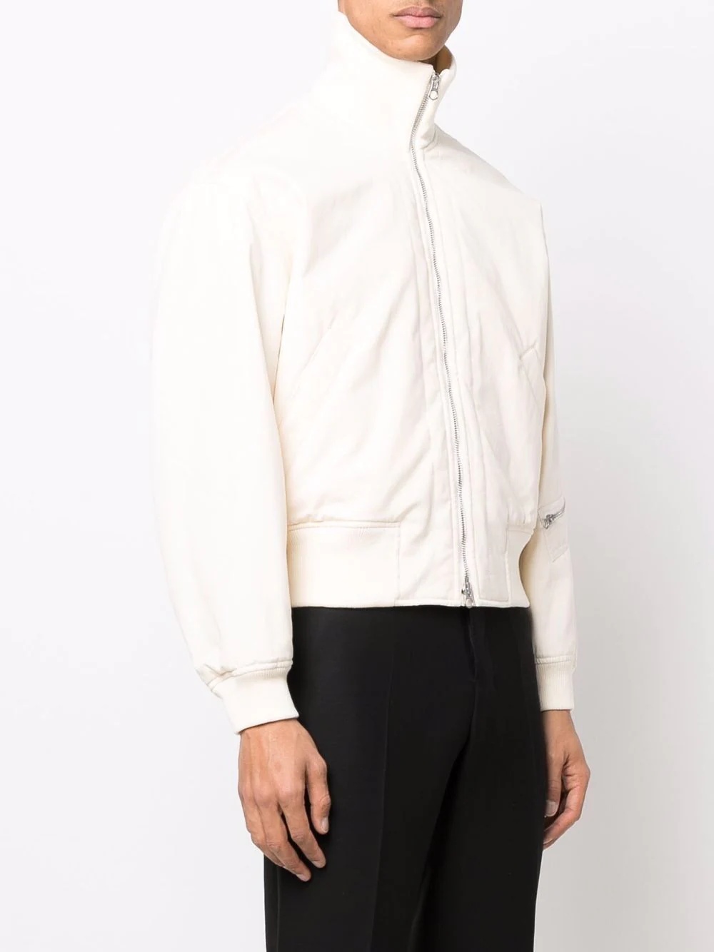 zip-front short bomber jacket - 3