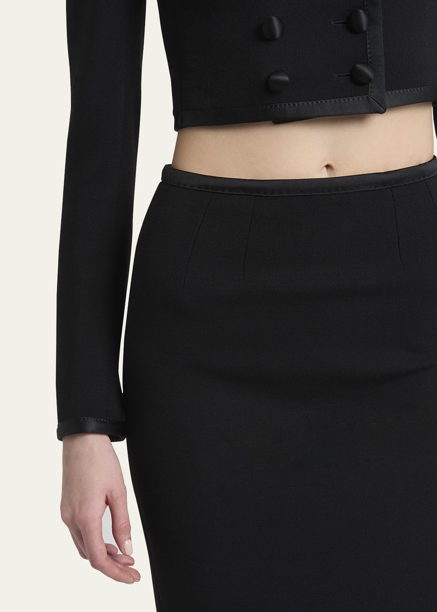 Stretch Crepe Straight Midi Skirt - 5